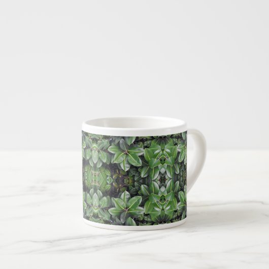 Rubberboom Blad Patroon Espresso Kop (Voorkant rechts)