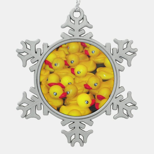 Rubberduckerpatroon Tin Sneeuwvlok Ornament (Voorkant)