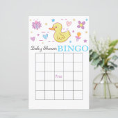 Rubbereend baby shower bingo (Staand voorkant)