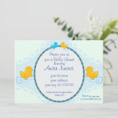 rubbereend baby shower kaart (Staand voorkant)