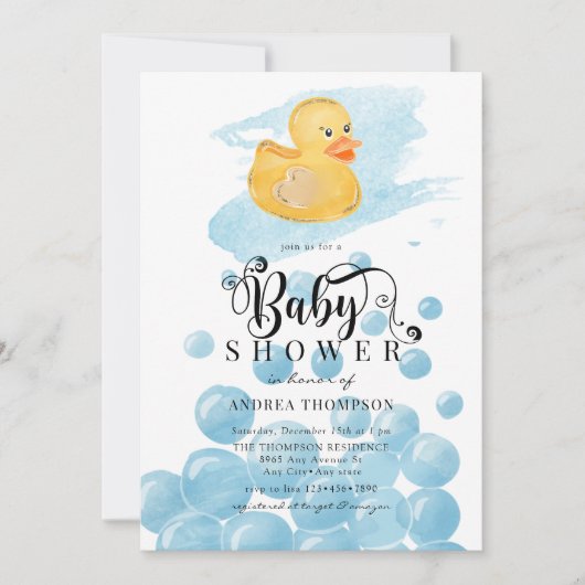 rubbereend | Blauw Baby shower Kaart (Voorkant)