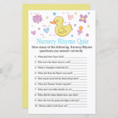 Rubbereend Nursery Rhyme Quiz baby shower game (Voorkant / Achterkant)