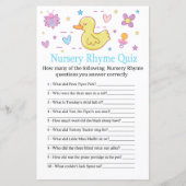 Rubbereend Nursery Rhyme Quiz baby shower game (Voorkant)