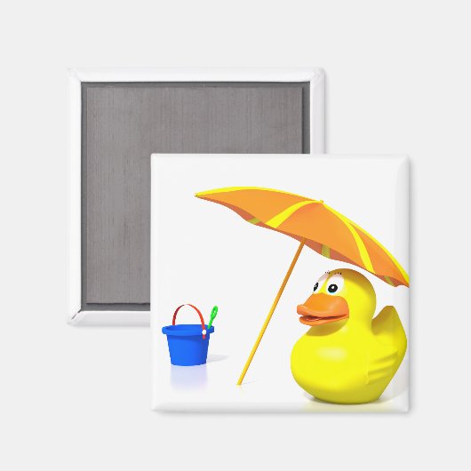 Rubbereend op het strand magneet (Voorkant / Achterkant)