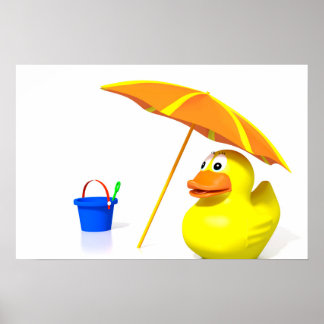 Rubbereend op het strand poster