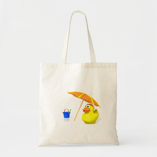 Rubbereend op het strand tote bag (Voorkant)