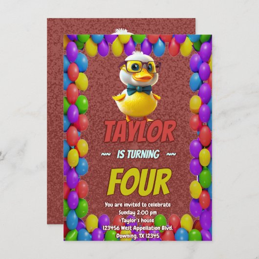 Rubbereend Schattige Gepersonaliseerde Verjaardag Kaart (Voorkant / Achterkant)