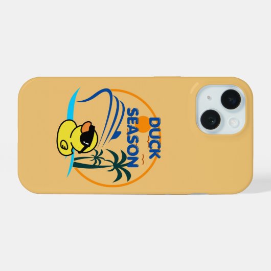 rubbereendenseizoen iPhone 15 case (Achterkant horizontaal)