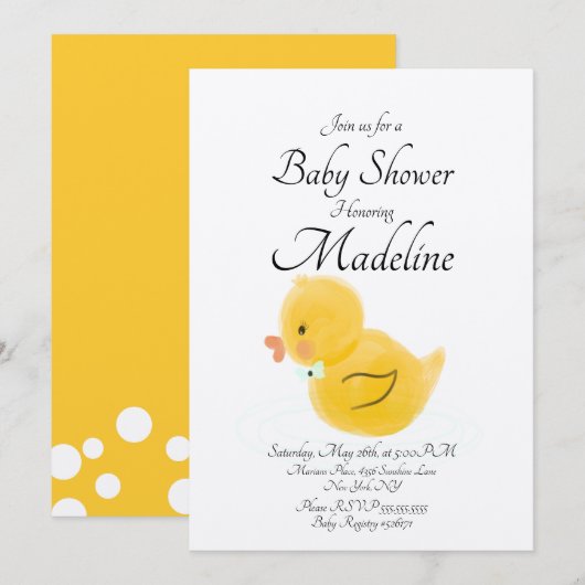 Rubberen Eend Aquarel Baby Borrel Rustiek Kaart (Voorkant / Achterkant)