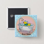 Rubberen Eend Bad Vierkante Button 5,1 Cm (Voorkant /achterkant)