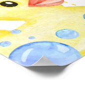 Rubberen eend eerste verjaardag mijlpaal teken poster (Hoek)