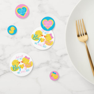 Rubberen eend Geslacht onthullen decoratieve tafel Confetti
