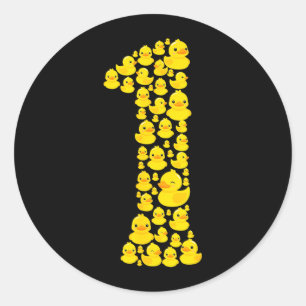 Rubberen eend jongen meisje 1e verjaardag 1 jaar o ronde sticker