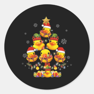 Rubberen eend kerstboom kerstboom Xmas licht omgev Ronde Sticker