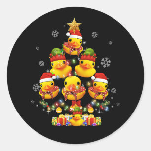 Rubberen eend kerstboom kerstboom Xmas licht omgev Ronde Sticker