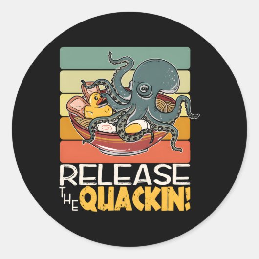 Rubberen eend laat de Quackin Octopus Ra Noedels l Ronde Sticker (Voorkant)