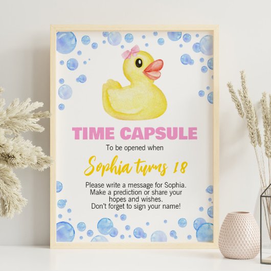 Rubberen eend meisje verjaardag tijd capsule teken poster