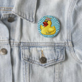Rubberen Eend met Mutsske  Ronde Button 5,7 Cm (In situ)