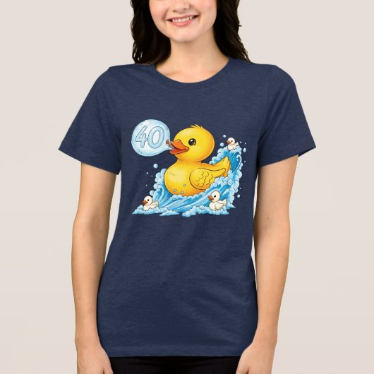 Rubberen eend met tekstballon 40 bingoshirt Tri-Blend shirt (Voorkant)