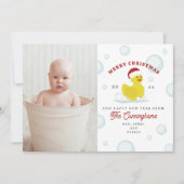 Rubberen eend Santa Bubbles Kerstmis Foto Feestdagenkaart (Voorkant)