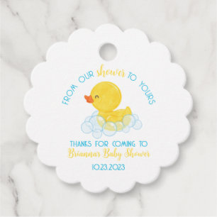 Rubberen eend van onze douche naar uw Baby shower Bedankjes Labels