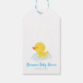 Rubberen eend van onze douche naar uw Baby shower Cadeaulabel (Achterkant)