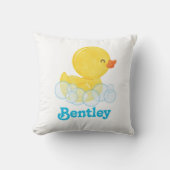Rubberen eend voor jongen met naam kussen (Voorkant)