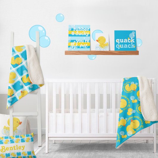 Rubberen eend voor jongens met naam kussen