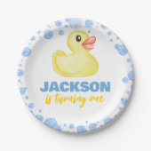 Rubberen eendenetiketten Verjaardag Baby shower Papieren Bordje (Voorkant)