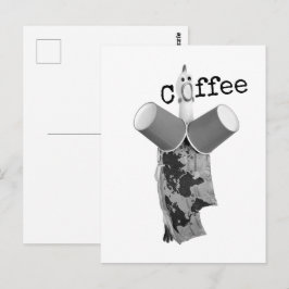 Rubberen Kip schreeuwende Koffie Ansichtkaart Briefkaart