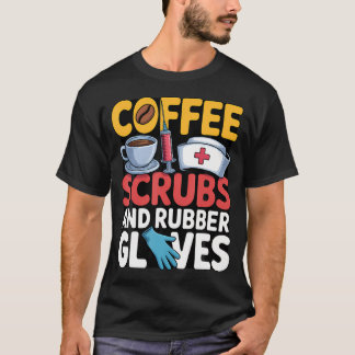 Rubberen koffie scrub handschoenen verpleegster me t-shirt
