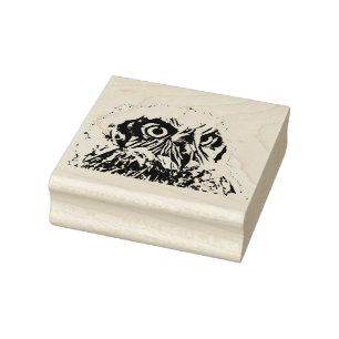 Rubberen stempel - geëtste uil