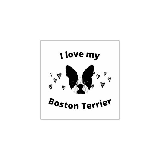 Rubberen stempel "I love my Boston Terrier" (Afrduk)