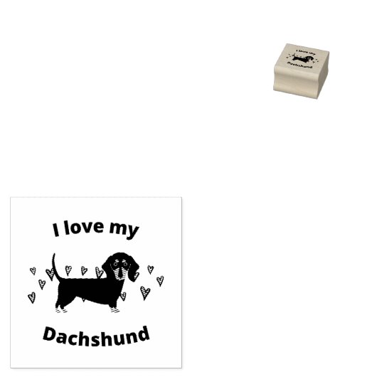 Rubberen stempel "I love my Dachshund" (Gestempeld)