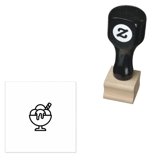 Rubberen Stempel Ijsbolletjes Kom (Gestempeld)