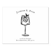Rubberen stempel met retouradres in cocktailglas (Afrduk)