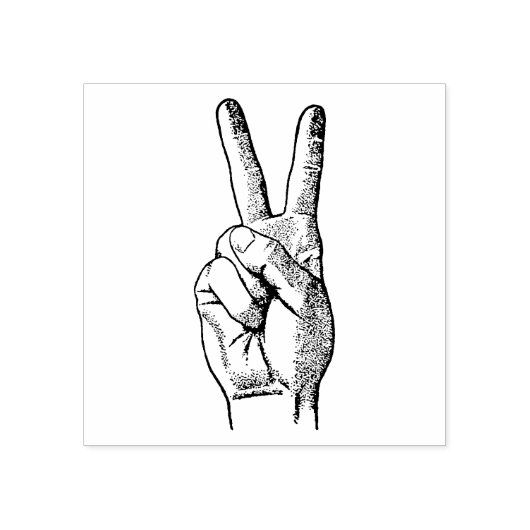 Rubberen stempel met  Victory Handvingers (Afrduk)