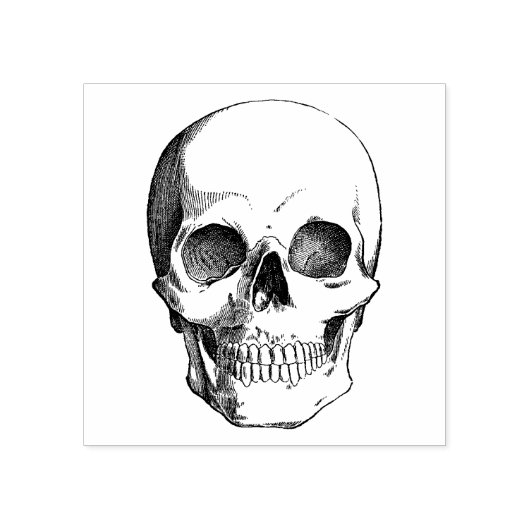 Rubberen stempel met vintage afbeelding Schedel (Afrduk)