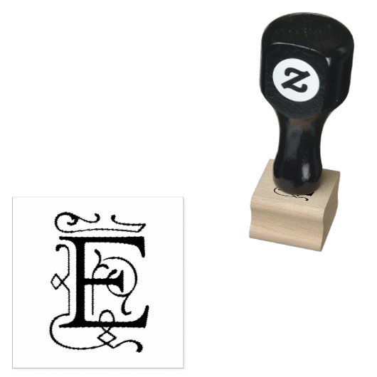 Rubberen stempel monogram (letter E) (Gestempeld)
