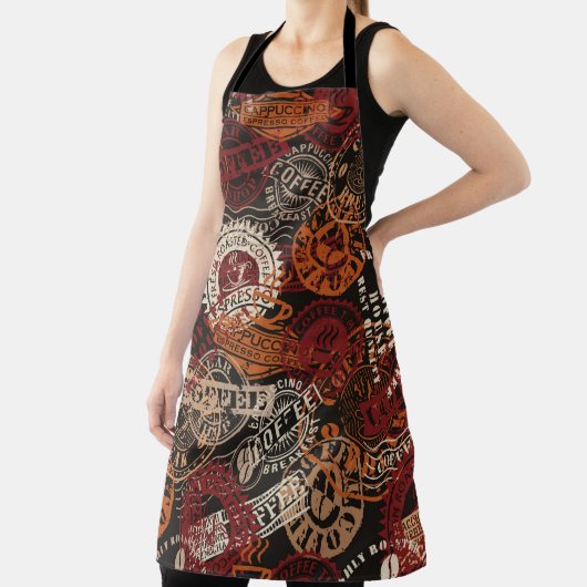 rubberstempel en grunge-badge voor koffiewinkels schort (Insitu)