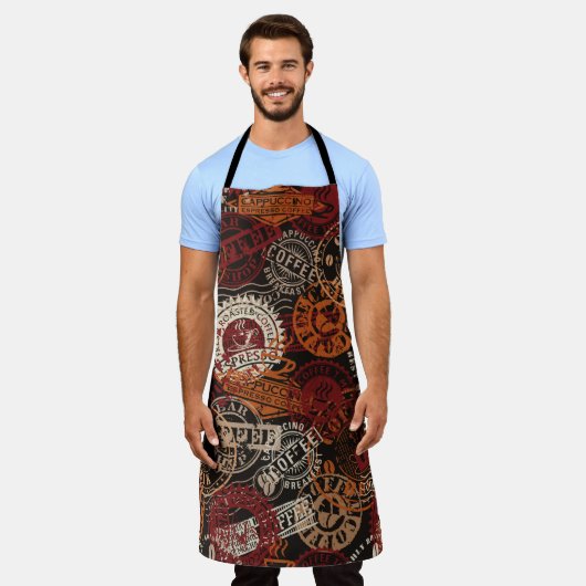 rubberstempel en grunge-badge voor koffiewinkels schort (Gedragen)