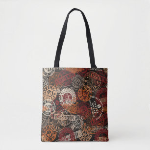 rubberstempel en grunge-badge voor koffiewinkels tote bag