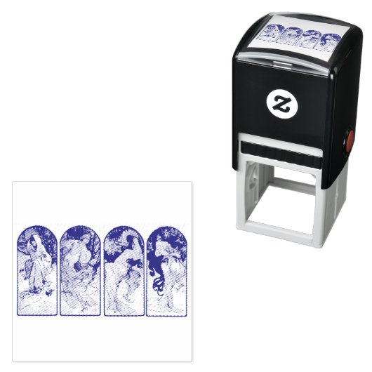 RUBBERSTEMPEL : MUCHA : DE SEIZOEN  ZELFINKTENDE STEMPEL (In situ)