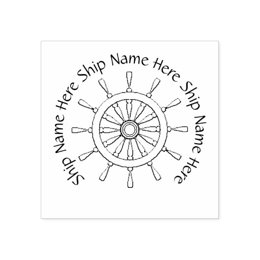 Rubberstempel - Scheepswiel met naam (Afrduk)