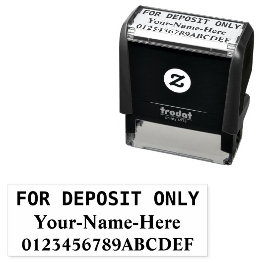 Rubberstempel "UITSLUITEND VOOR DEPOSITIE" Zelfinktende Stempel (In situ)