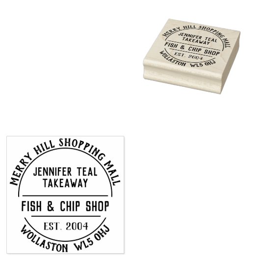 Rubberstempel voor vis en chips (Gestempeld)