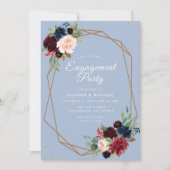 rubbijn dusty blue floral geometric verloving kaart (Voorkant)