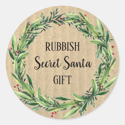 Rubbish Secret Santa Gift Floral Wreath Funny Ronde Sticker (Voorkant)