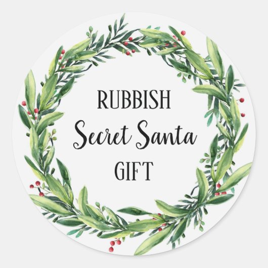 Rubbish Secret Santa Gift Floral Wreath Funny Ronde Sticker (Voorkant)