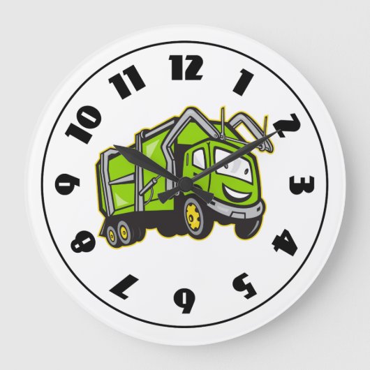 Rubbish Truck Clock Grote Klok (Voorkant)